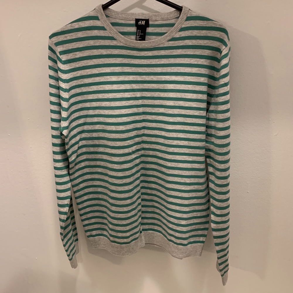 Mens H&M Green Striped Sweatshirt - Size M (NWT)
